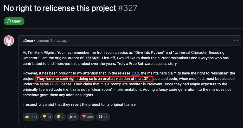 Mark Pilgrim&rsquo;s Issue #327