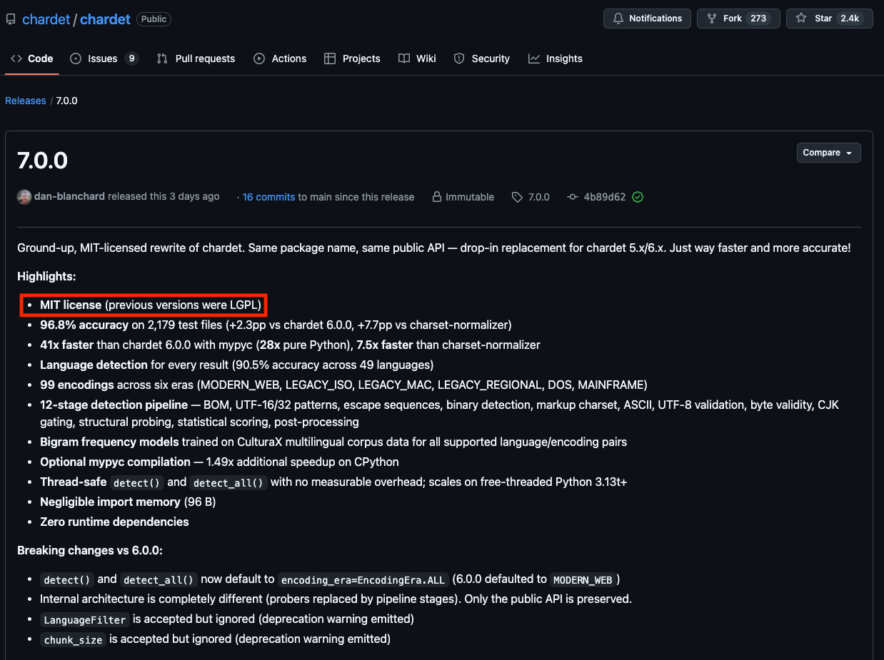 chardet 7.0.0 release